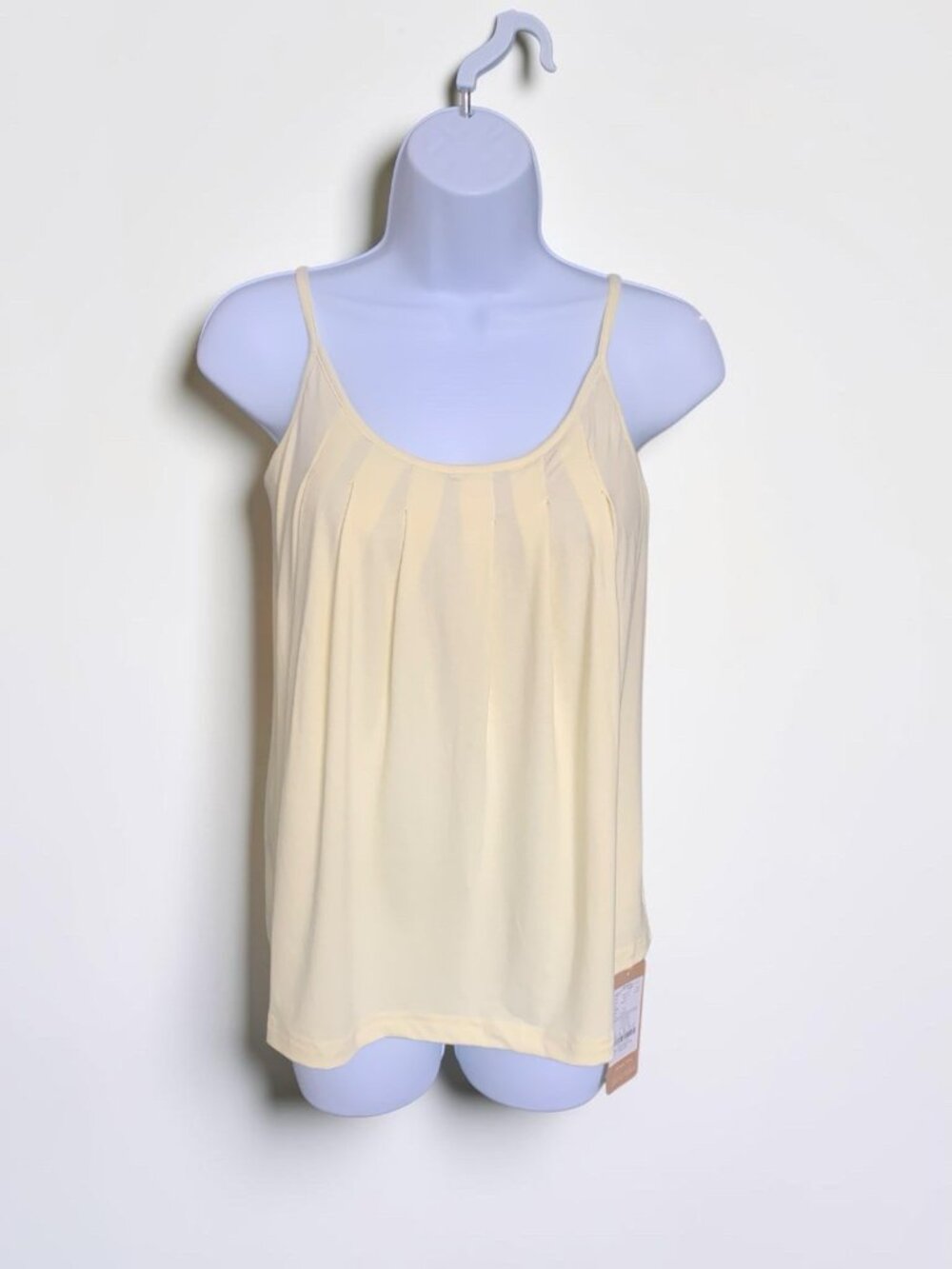 OGL U-Neck Pleated Spaghetti Brami Tank | Pale Yellow, Small | NWT